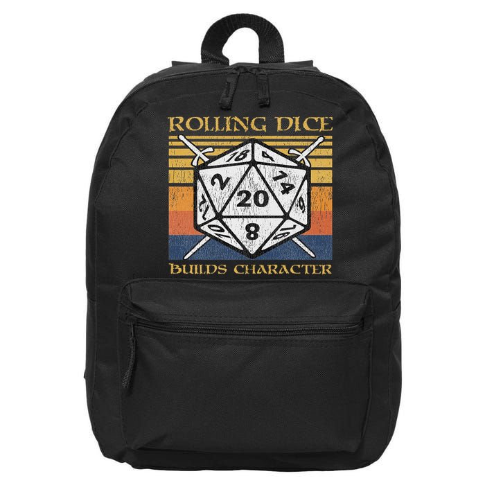 Rolling Dice Builds Character Funny Rpg Tabletop Gamer 16 in Basic Backpack