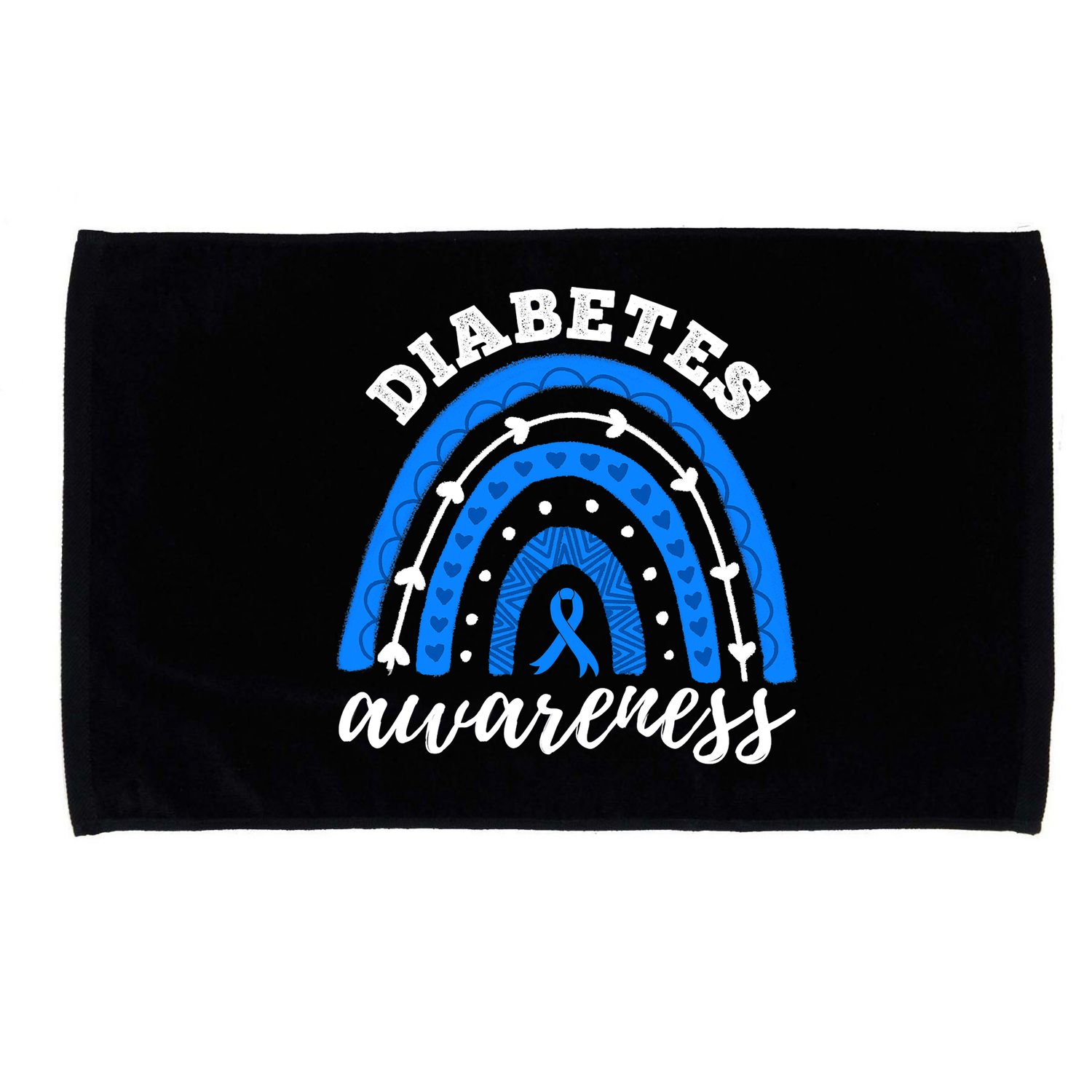 Rainbow Diabetes Blue Ribbon T1D Type 1 Awareness Microfiber Hand Towel