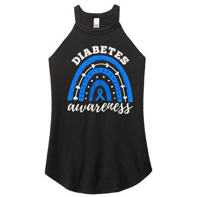 Rainbow Diabetes Blue Ribbon T1D Type 1 Awareness Women’s Perfect Tri Rocker Tank