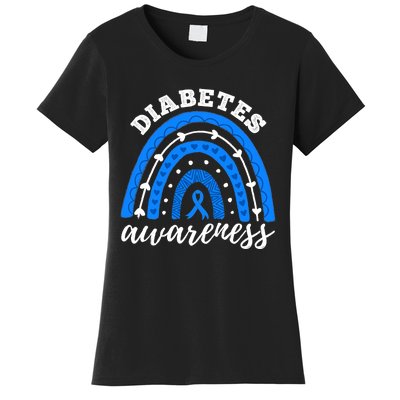 Rainbow Diabetes Blue Ribbon T1D Type 1 Awareness Women's T-Shirt