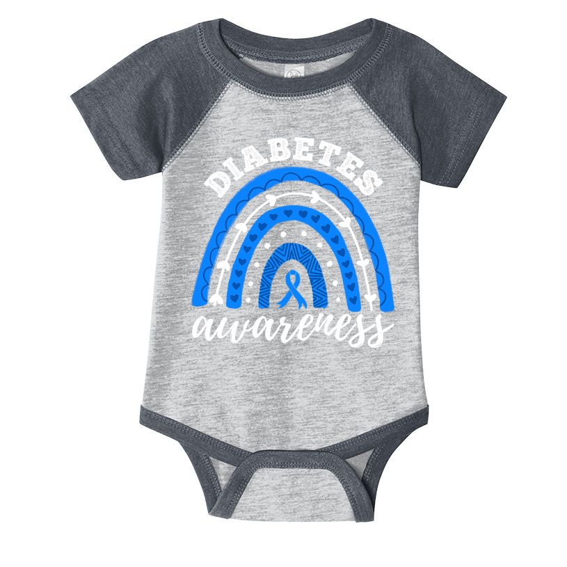 Rainbow Diabetes Blue Ribbon T1D Type 1 Awareness Infant Baby Jersey Bodysuit