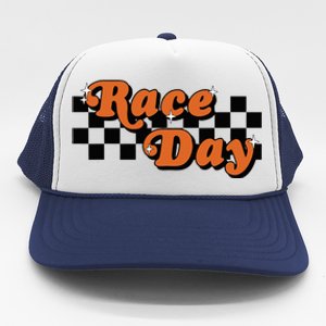 Race Day Checkered Flag Racing Driver Cheer Mama Trucker Hat