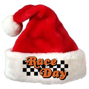 Race Day Checkered Flag Racing Driver Cheer Mama Premium Christmas Santa Hat