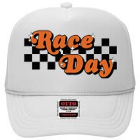 Race Day Checkered Flag Racing Driver Cheer Mama High Crown Mesh Back Trucker Hat