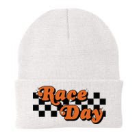 Race Day Checkered Flag Racing Driver Cheer Mama Knit Cap Winter Beanie