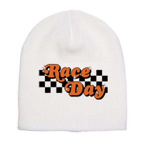 Race Day Checkered Flag Racing Driver Cheer Mama Short Acrylic Beanie