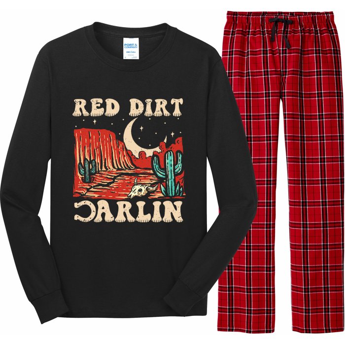 Red Dirt Country Music Western Theme Long Sleeve Pajama Set