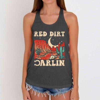 Red Dirt Country Music Western Theme Women's Knotted Racerback Tank