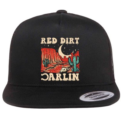 Red Dirt Country Music Western Theme Flat Bill Trucker Hat