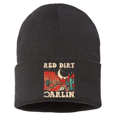 Red Dirt Country Music Western Theme Sustainable Knit Beanie