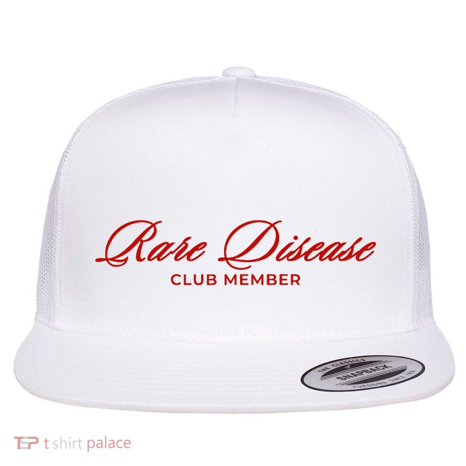 Rare Disease Club Member Script Flat Bill Trucker Hat