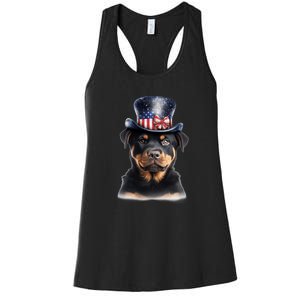 Rottweiler Dog Cute Rottie USA Flag American Dogs Rottweilers Women's Racerback Tank