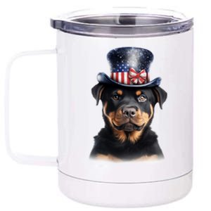 Rottweiler Dog Cute Rottie USA Flag American Dogs Rottweilers 12 oz Stainless Steel Tumbler Cup