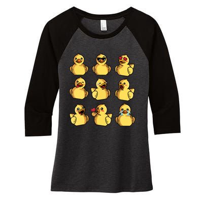 Rubber Ducky Cool Duck Bath Toy Women's Tri-Blend 3/4-Sleeve Raglan Shirt