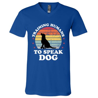 Retro Dog Comds Obedience Training Funny Dog Trainer Gift V-Neck T-Shirt