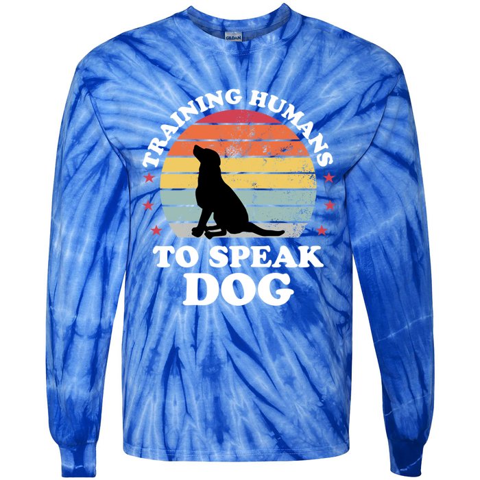 Retro Dog Comds Obedience Training Funny Dog Trainer Gift Tie-Dye Long Sleeve Shirt