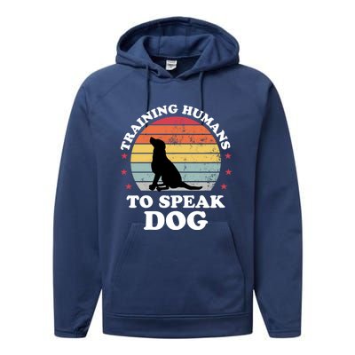 Retro Dog Comds Obedience Training Funny Dog Trainer Gift Performance Fleece Hoodie