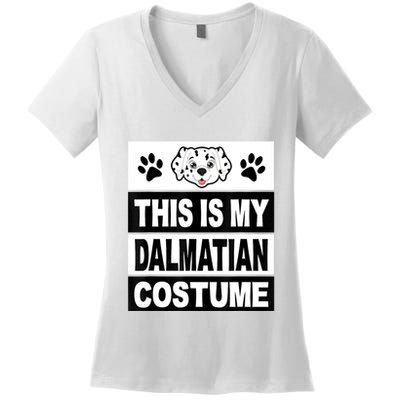 Retro Dalmatian Costume Halloween Easy Lazy Diy Women's V-Neck T-Shirt