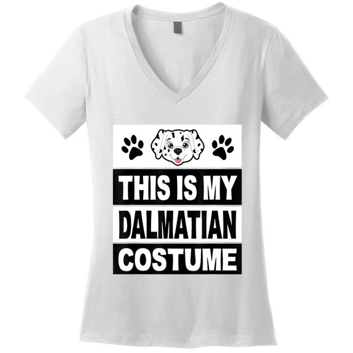 Retro Dalmatian Costume Halloween Easy Lazy Diy Women's V-Neck T-Shirt