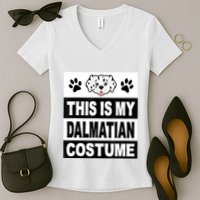 Retro Dalmatian Costume Halloween Easy Lazy Diy Women's V-Neck T-Shirt