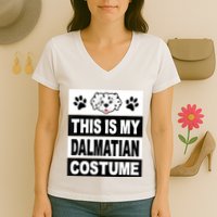 Retro Dalmatian Costume Halloween Easy Lazy Diy Women's V-Neck T-Shirt