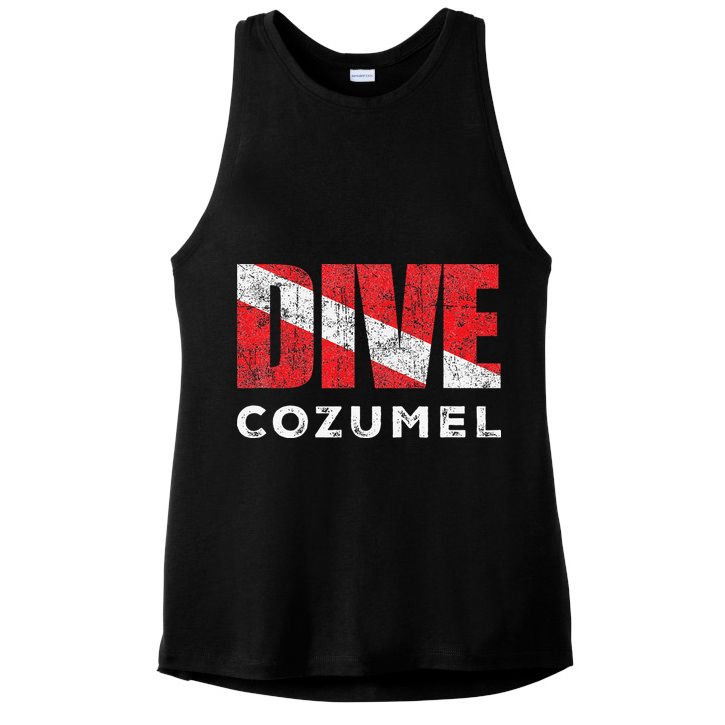 Retro Dive Cozumel Mexico Scuba Diver Vintage Dive Flag Ladies PosiCharge Tri-Blend Wicking Tank
