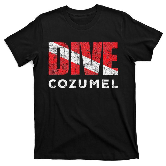 Retro Dive Cozumel Mexico Scuba Diver Vintage Dive Flag T-Shirt