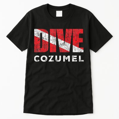 Retro Dive Cozumel Mexico Scuba Diver Vintage Dive Flag Tall T-Shirt