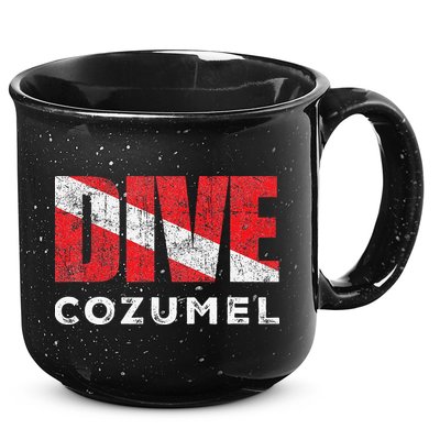 Retro Dive Cozumel Mexico Scuba Diver Vintage Dive Flag 15oz Campfire Ceramic Mug