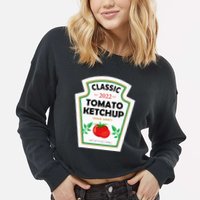 Red Diy Costume Matching Couples Groups Halloween Cropped Pullover Crew