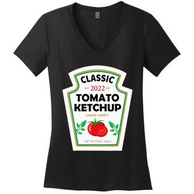 Red Diy Costume Matching Couples Groups Halloween Women's V-Neck T-Shirt