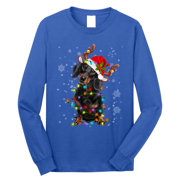 Reindeer Dachshund Christmas Lights Funny Reindeer Dackel Great Gift Long Sleeve Shirt