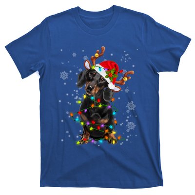 Reindeer Dachshund Christmas Lights Funny Reindeer Dackel Great Gift T-Shirt