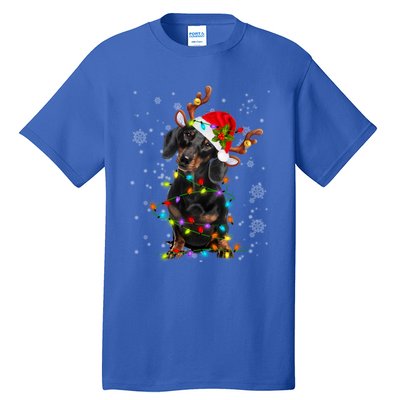 Reindeer Dachshund Christmas Lights Funny Reindeer Dackel Great Gift Tall T-Shirt