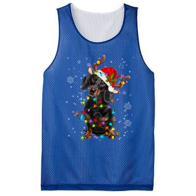 Reindeer Dachshund Christmas Lights Funny Reindeer Dackel Great Gift Mesh Reversible Basketball Jersey Tank