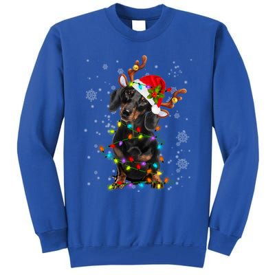 Reindeer Dachshund Christmas Lights Funny Reindeer Dackel Great Gift Tall Sweatshirt