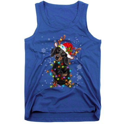 Reindeer Dachshund Christmas Lights Funny Reindeer Dackel Great Gift Tank Top