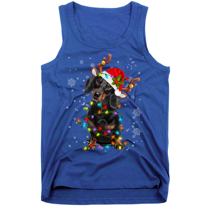 Reindeer Dachshund Christmas Lights Funny Reindeer Dackel Great Gift Tank Top