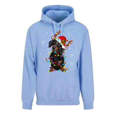 Reindeer Dachshund Christmas Lights Funny Reindeer Dackel Great Gift Unisex Surf Hoodie