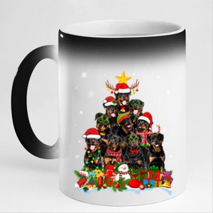 Rottweiler Dog Christmas Tree Lights Xmas Santa Hat Cute Gift 11oz Black Color Changing Mug