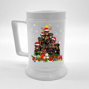 Rottweiler Dog Christmas Tree Lights Xmas Santa Hat Cute Gift Beer Stein