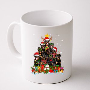 Rottweiler Dog Christmas Tree Lights Xmas Santa Hat Cute Gift Coffee Mug