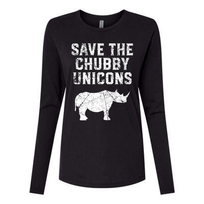 Rhinoceros Design Cool Gift Save The Chubby Unicorns Gift Womens Cotton Relaxed Long Sleeve T-Shirt