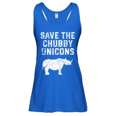 Rhinoceros Design Cool Gift Save The Chubby Unicorns Gift Ladies Essential Flowy Tank