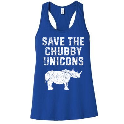 Rhinoceros Design Cool Gift Save The Chubby Unicorns Gift Women's Racerback Tank