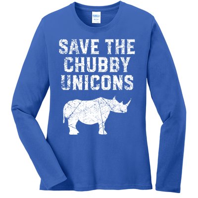 Rhinoceros Design Cool Gift Save The Chubby Unicorns Gift Ladies Long Sleeve Shirt