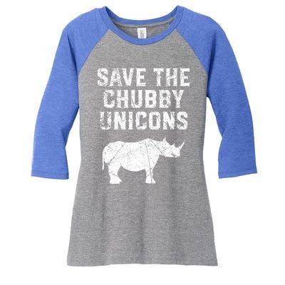 Rhinoceros Design Cool Gift Save The Chubby Unicorns Gift Women's Tri-Blend 3/4-Sleeve Raglan Shirt