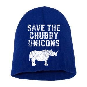 Rhinoceros Design Cool Gift Save The Chubby Unicorns Gift Short Acrylic Beanie