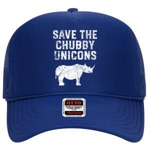 Rhinoceros Design Cool Gift Save The Chubby Unicorns Gift High Crown Mesh Back Trucker Hat