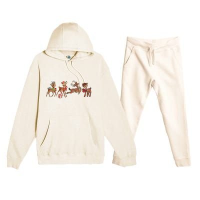 Retro Deer Christmas Baby Deer Xmas Reindeer Lover Premium Hooded Sweatsuit Set